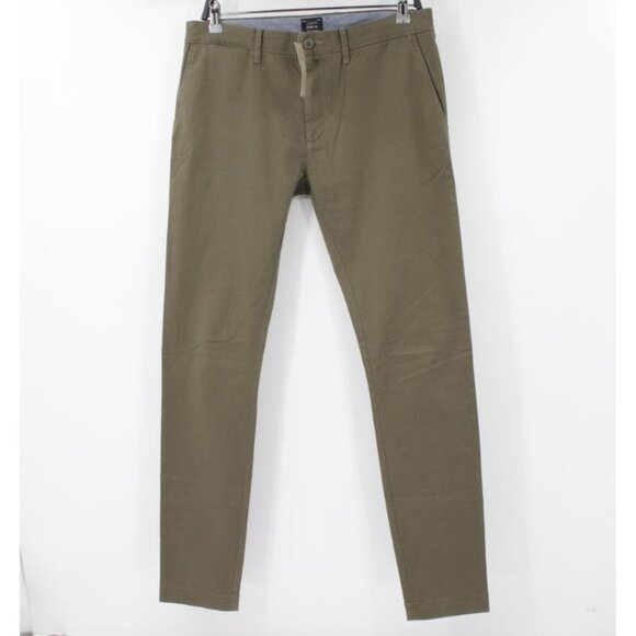 NEW J CREW Pants Mens 31 Chino Stretch 250 Skinny Flat Front Mid Rise green - Picture 1 of 16